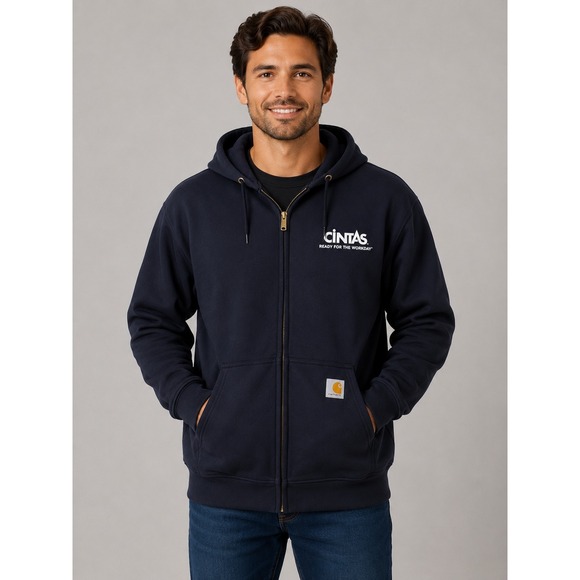 Carhartt Other - Carhartt Mens XL‎ Loose Fit Midweight Full-Zip Hoodie Navy Cintas Logo NWT